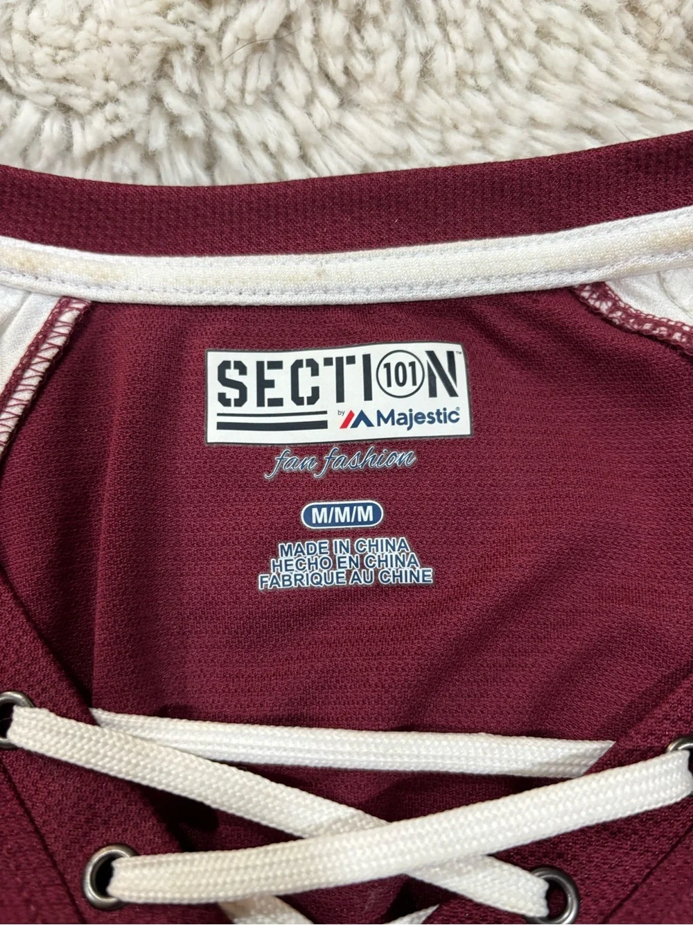 Section 101 Fan Wear Texas A&M Maroon Lace-Up Short Sleeve Jereey Med - Picture 2 of 11